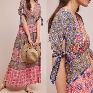 Maeve Anthropologie Eder Floral Paisley Tiered Maxi Dress